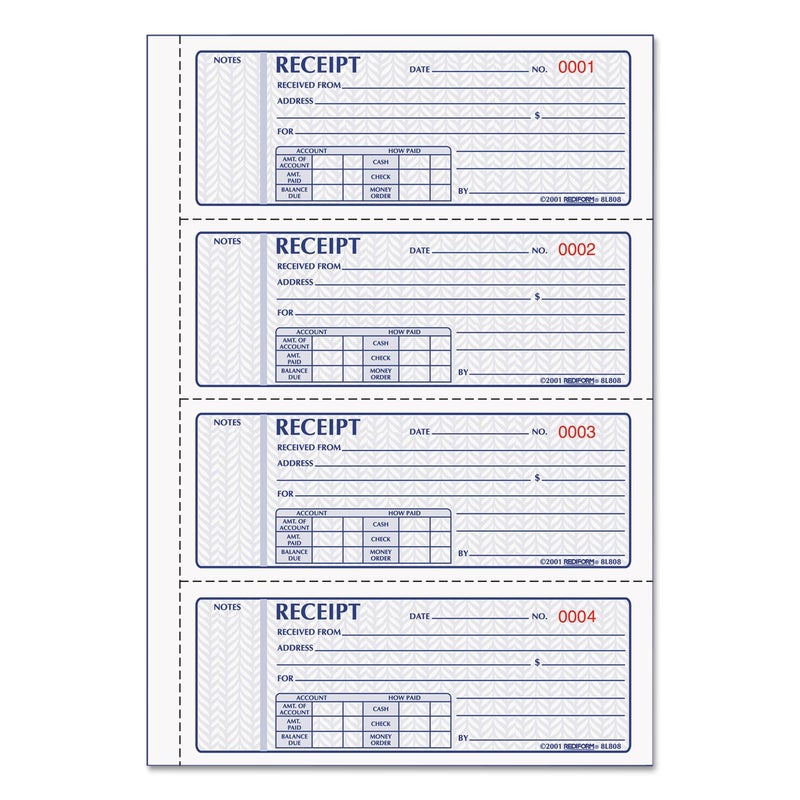 Rediform Receipt Books (RED8L808) Blue 11 x 7.625 inches - Image 1